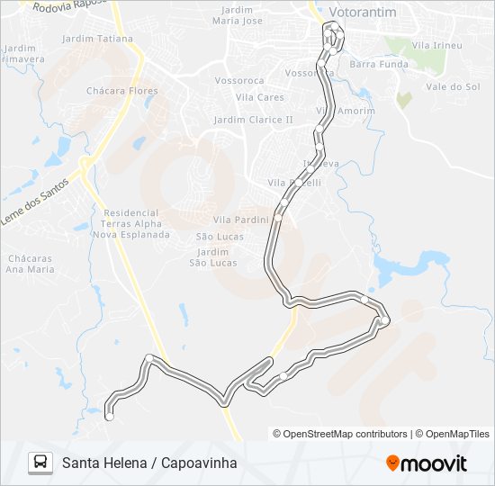 Mapa da linha 3101 SANTA HELENA / CAPOAVINHA de ônibus