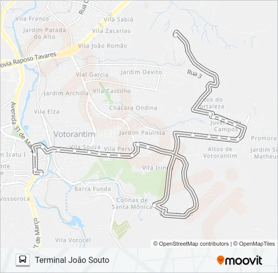 3126 BAIRRO DOS MORROS VIA VALE DO SOL Bus Line Map