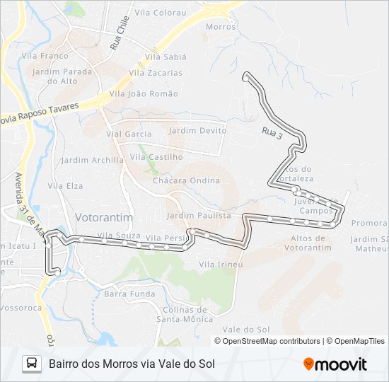 3126 BAIRRO DOS MORROS VIA VALE DO SOL bus Line Map