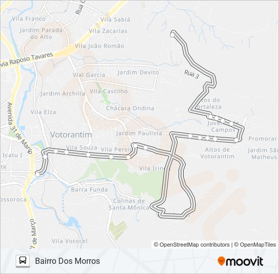 Mapa de 3126 BAIRRO DOS MORROS VIA VALE DO SOL de autobús