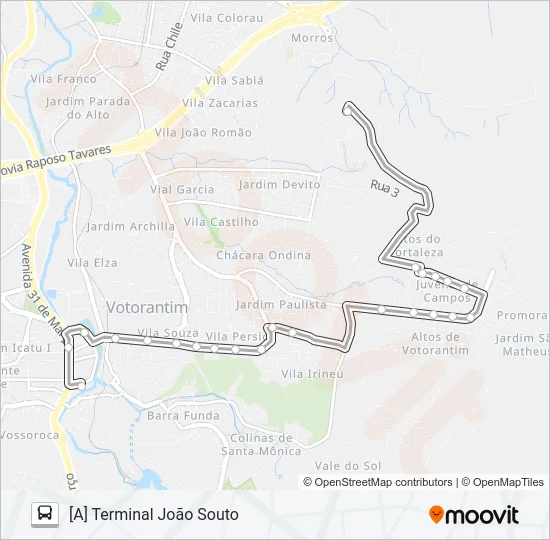 3126 BAIRRO DOS MORROS VIA VALE DO SOL Bus Line Map