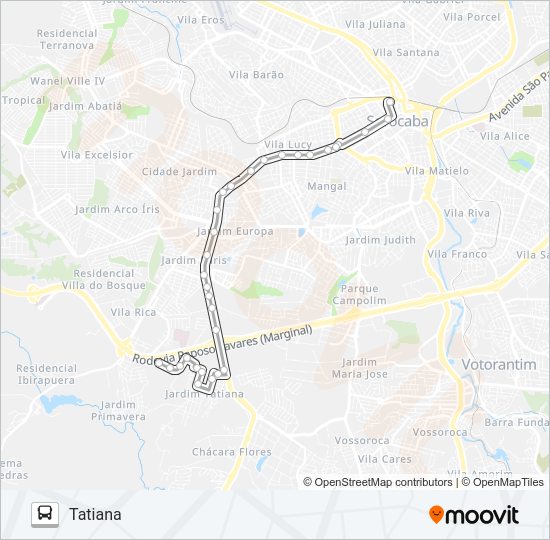 Mapa da linha 441 TATIANA de ônibus