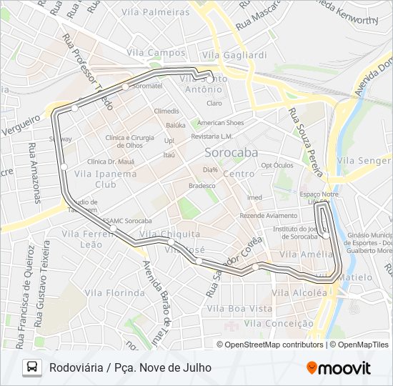 Como chegar até Praça Nove de Julho em Sorocaba de Ônibus?