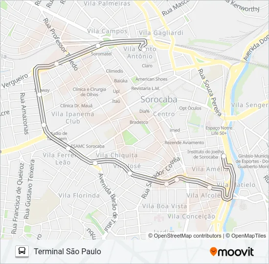 101 RODOVIÁRIA / PÇA. NOVE DE JULHO Bus Line Map