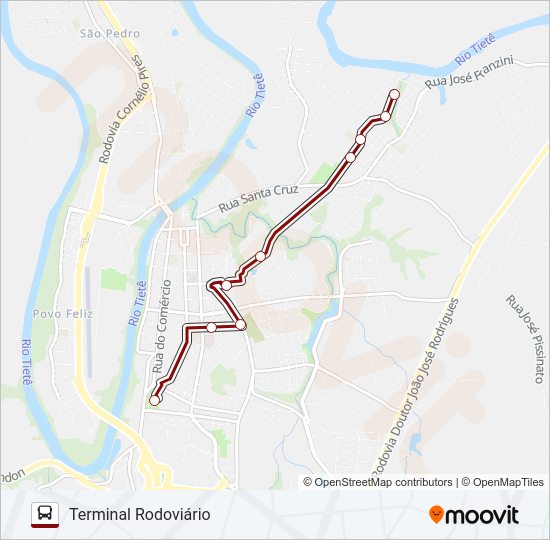 Mapa da linha TERMINAL COHAB (VIA TERRAS DE SANTA MARIA) de ônibus