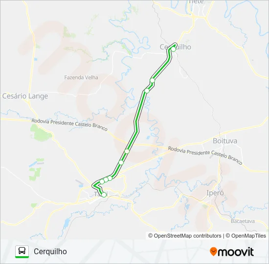 CERQUILHO / TATUÍ Bus Line Map