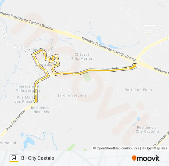 311 CAJURÚ Bus Line Map