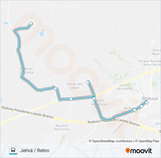 Mapa da linha 011 JERIVÁ / RETIRO / JANGA de ônibus