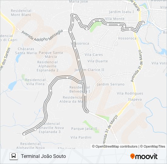 Mapa da linha 3125 ALPHAVILLE VIA IGUATEMI de ônibus