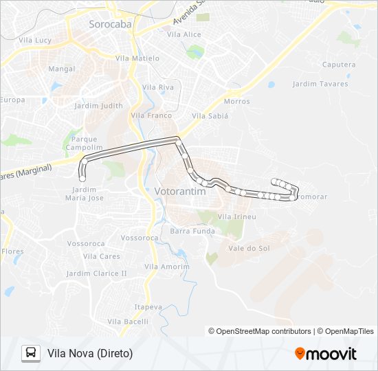 Mapa da linha 3128 VILA NOVA / SHOPPING IGUATEMI VIA VILA GARCIA de ônibus