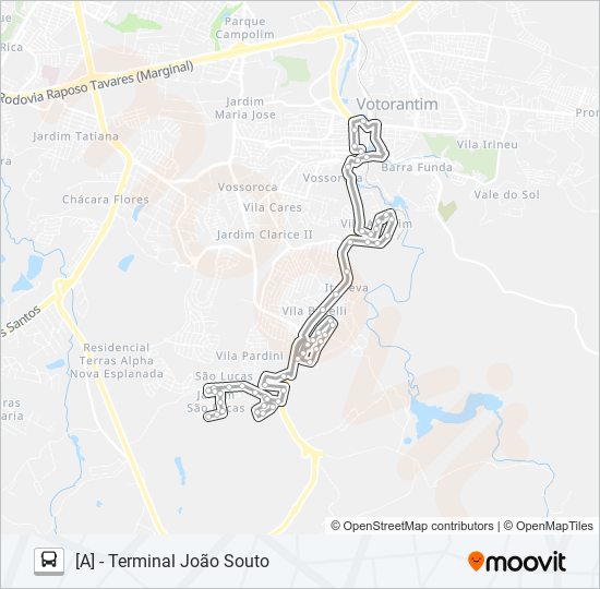 Mapa de 3102 ITAPEVA de autobús