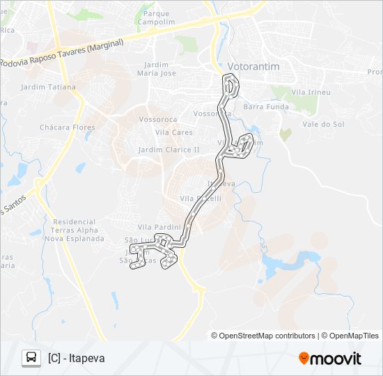 Mapa de 3102 ITAPEVA de autobús