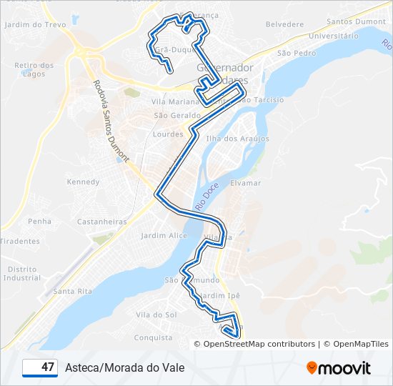 Rota da linha 47: horários, paradas e mapas - Asteca (Atualizado)