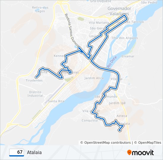Mapa de 67 de autobús