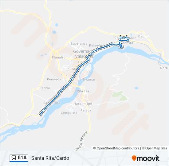 Mapa de 81A de autobús