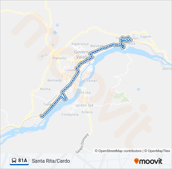 Mapa da linha 81A de ônibus