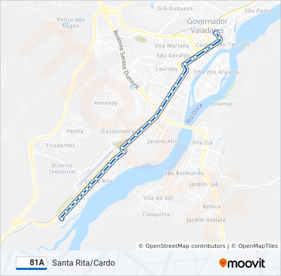 Mapa de 81A de autobús