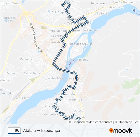 Mapa da linha 06 de ônibus