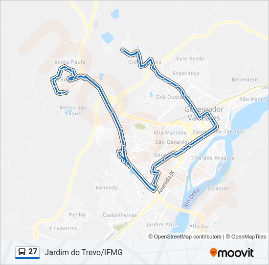 Mapa da linha 27 de ônibus