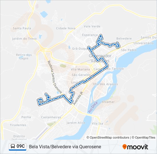Mapa da linha 09C de ônibus