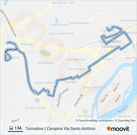 13A Bus Line Map