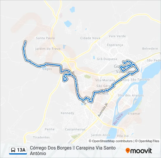 13A Bus Line Map