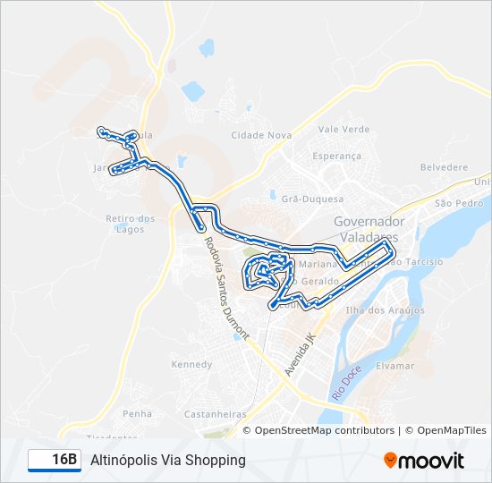 Mapa de 16B de autobús