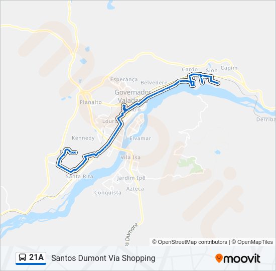 Mapa da linha 21A de ônibus