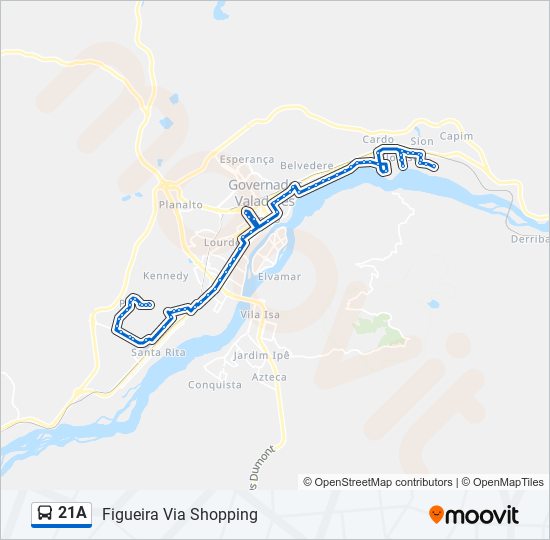 21A bus Line Map