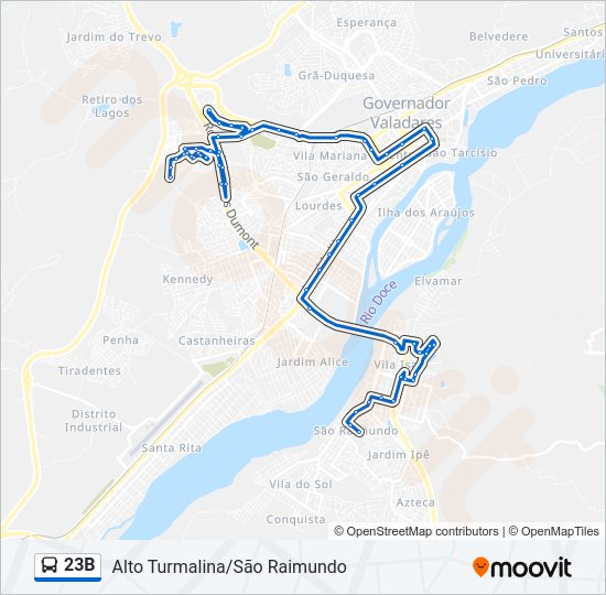 Mapa da linha 23B de ônibus