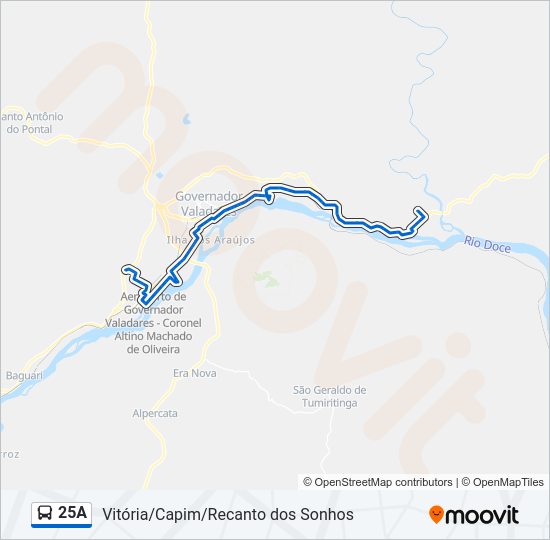 Mapa da linha 25A de ônibus
