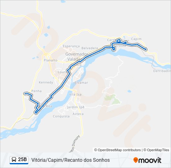 Mapa de 25B de autobús