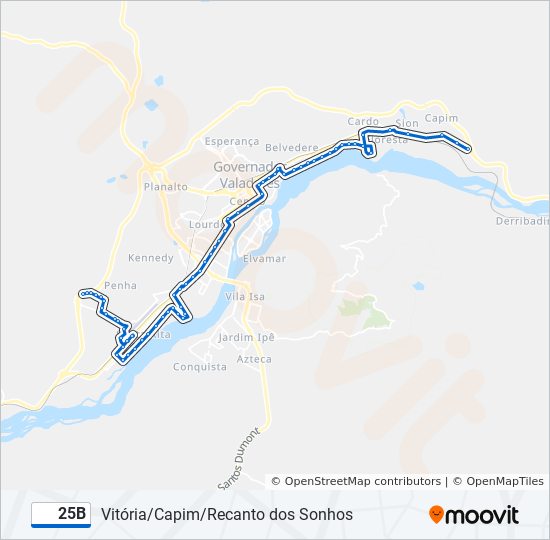 Mapa de 25B de autobús