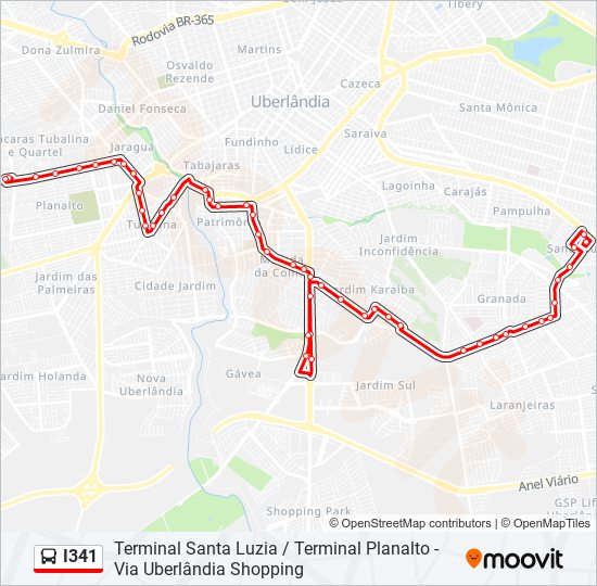 I341 bus Line Map