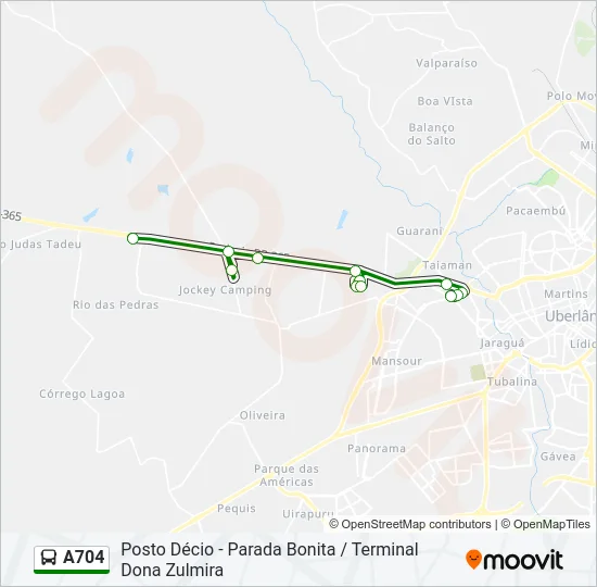 A704 Bus Line Map