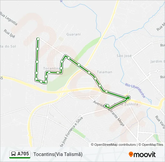 A705 Bus Line Map