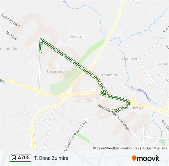 A705 Bus Line Map