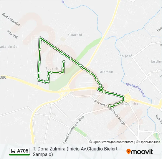 A705 Bus Line Map