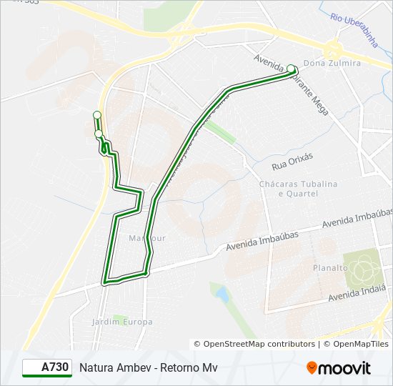 Rota da linha a730: horários, paradas e mapas - Natura Ambev - Retorno Mv  (Atualizado)