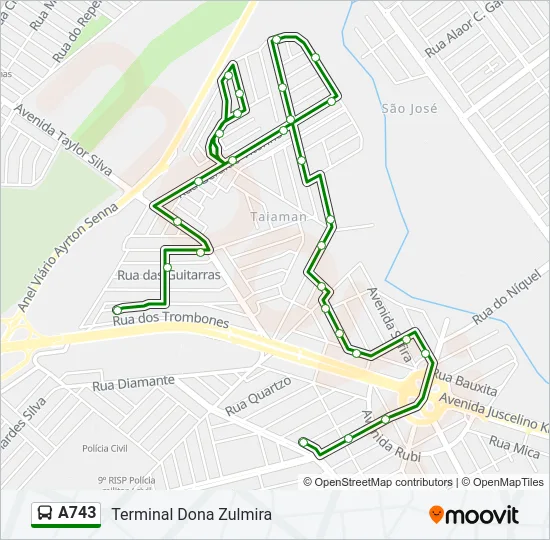 A743 Bus Line Map