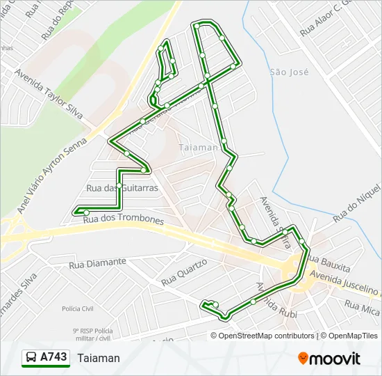 A743 Bus Line Map