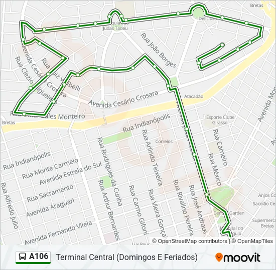 A106 Bus Line Map