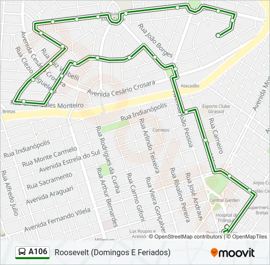 A106 Bus Line Map