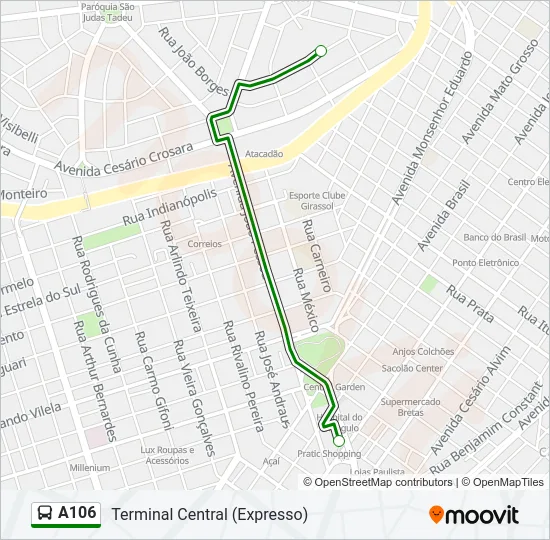 A106 Bus Line Map