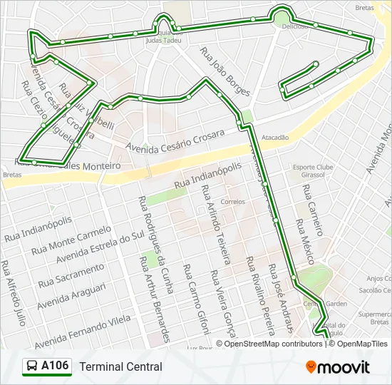 A106 Bus Line Map