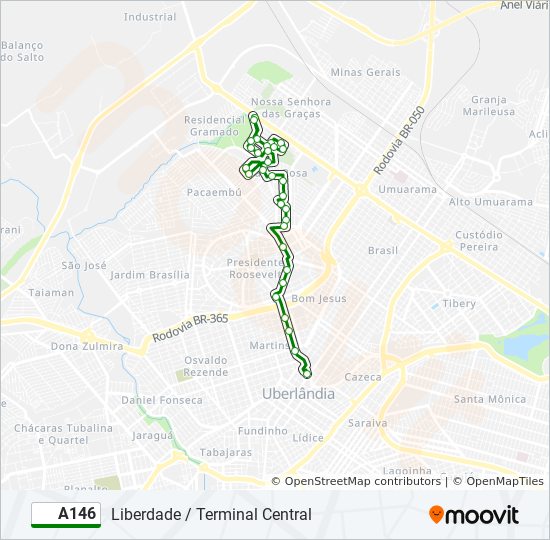 A146 bus Line Map