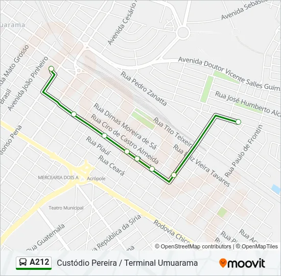A212 Bus Line Map