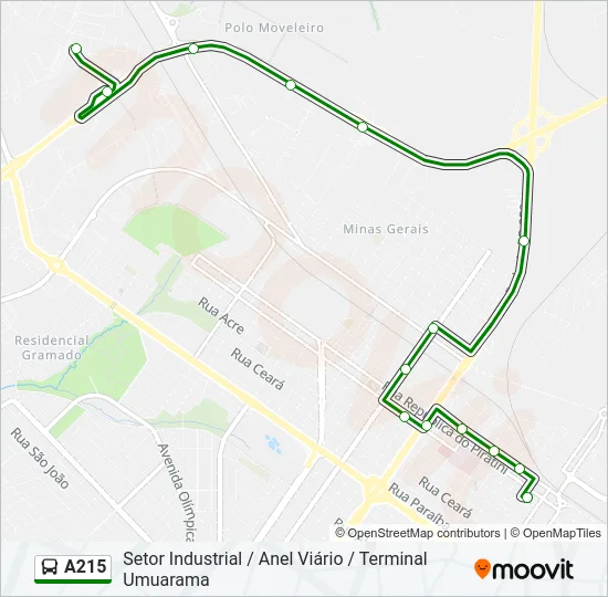 A215 Bus Line Map