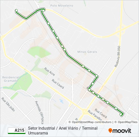 A215 bus Line Map