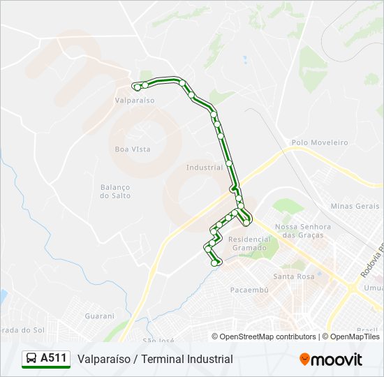 Mapa de A511 de autobús